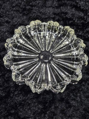 Vintage Fostoria Large Spool Clear Glass Ashtray-2 Small Chips See Pics**75-11