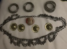 Vtg Finger Cymbals Brass/ Belly Dancer Set Belt- Bracelets -castanet 1