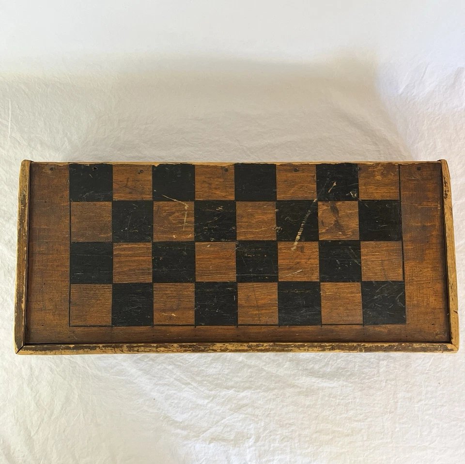 Vintage Wood Chess Board or Decorative Box Rustic Farmhouse Country Style - Image 3 of 4