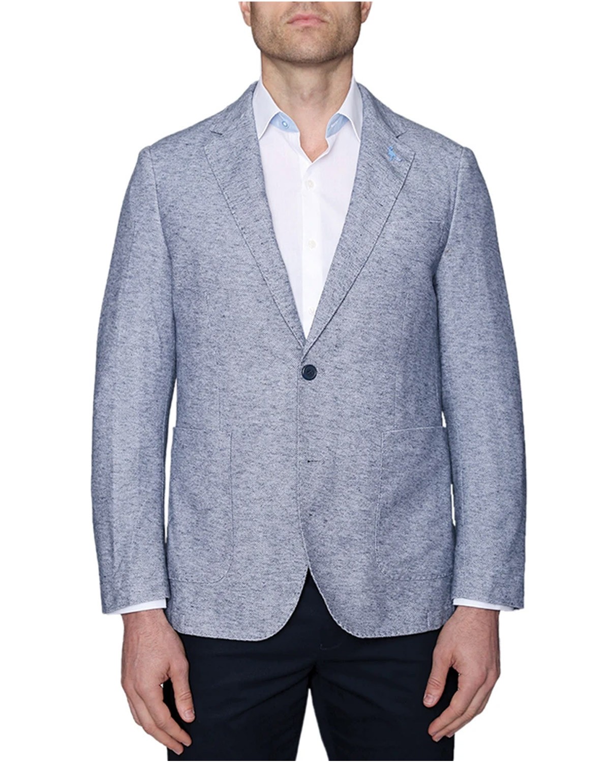 Мужское трикотажное спортивное пальто в елочку TailorByrd 38 обычного синего цвета 16590₽