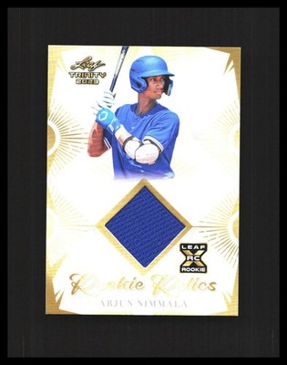 2023 Arjun Nimmala Rookie Card Patch Leaf Trinity Rookie Relics #RR-6 Blue Jays