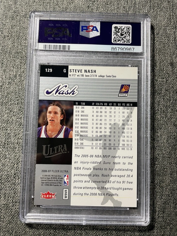 2006 Steve Nash Fleer Ultra #129 Gem Mint PSA 10 Phoenix Suns POP 1 - Image 2 of 2