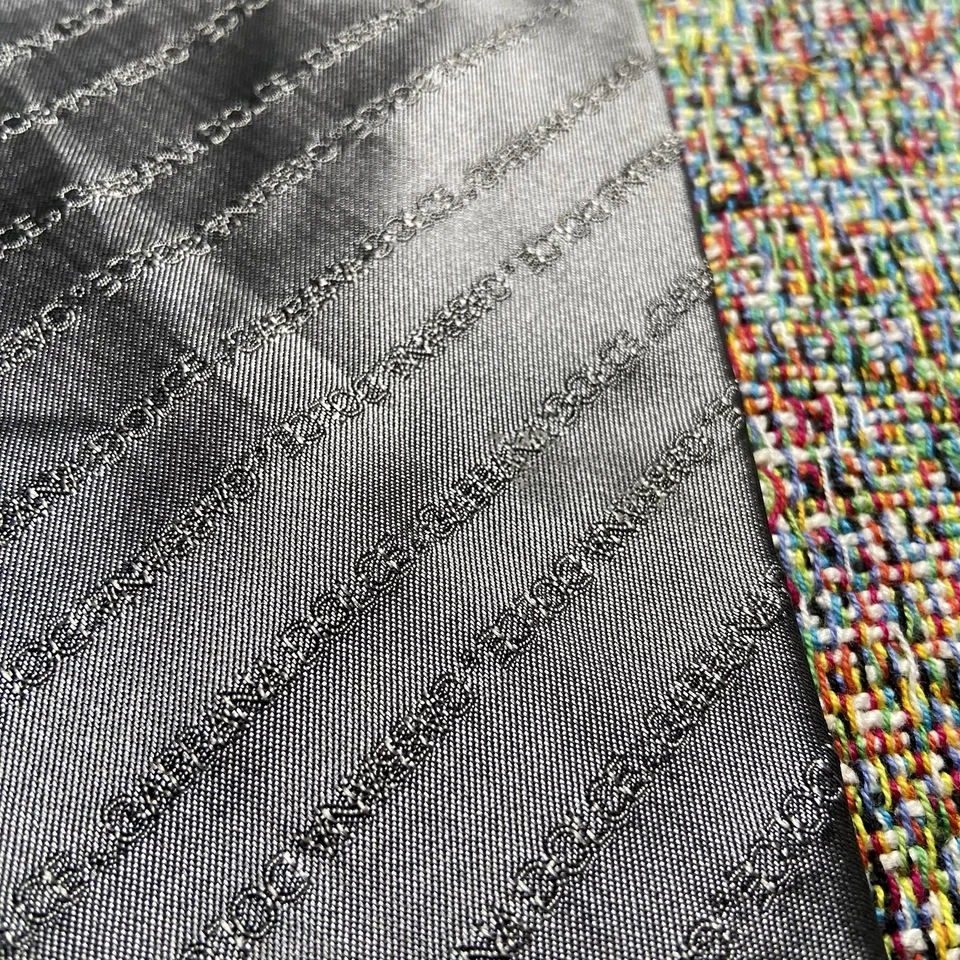 Corbata de seda Dolce & Gabbana vintage gris metálico estampado plateado diseñador Foto 4 de 4