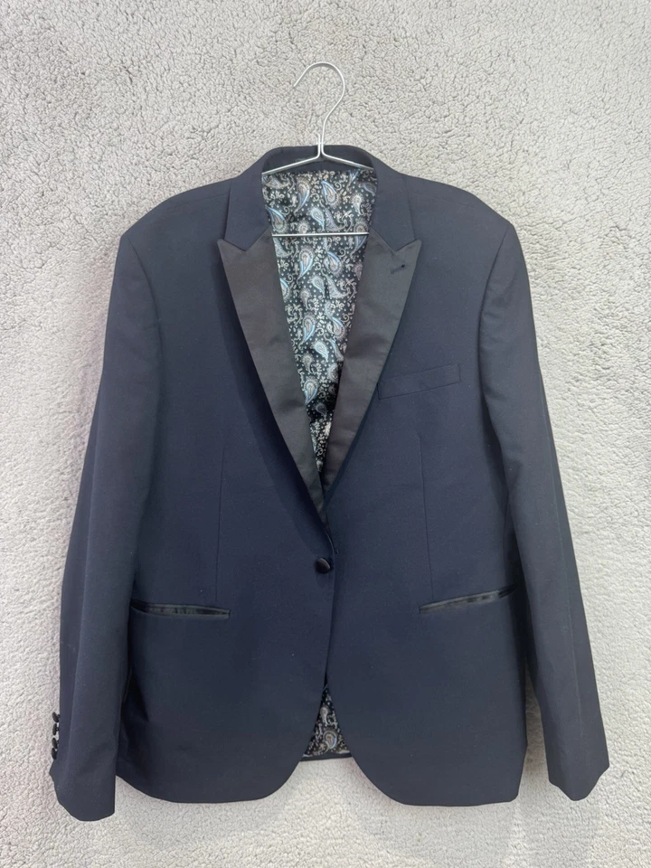 Next Traje de Cena Esmoquin 2 Piezas Para Hombre 44L Azul Marino 36R Calce Ajustado Noche Blazer Foto 2 de 4