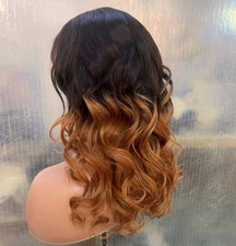 Ombre Brown Wave13X4 Lace Front Wig Human Hair Wig Small Cap