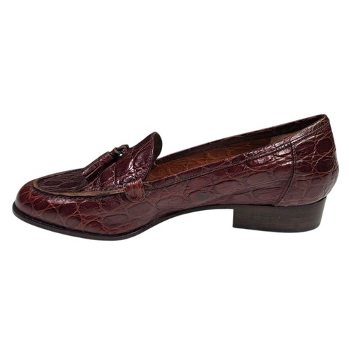 Zapatos Mocasines Sesto Meucci Italia Mujer 8.5 ESTRECHOS Marrón Cuero Cocodrilo Sin Cordones - Imagen 8 de 13