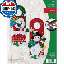 Bucilla Felt Applique 2 Piece Door Hanger Kit, Holiday, Perfect for DIY Arts and
