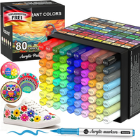 Vozuna 120 Acrylstifte Set Wasserfest – Acrylmarker Mit Pinselspitze Zum Steine