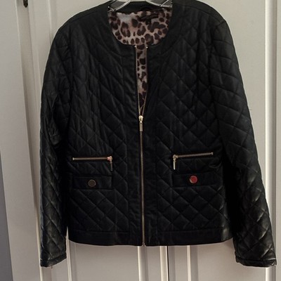 Alberto Makali New York Women's Black Quilted Zip Lined Jacket, Size L
