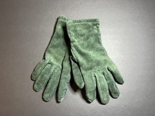 Vintage 1990s Women's Green Suede Leather Fully Lined Winter Gloves XS