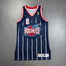 100% Authentic Eddie Johnson Signed Champion 96 97 Game Pro Cut Rockets Jersey