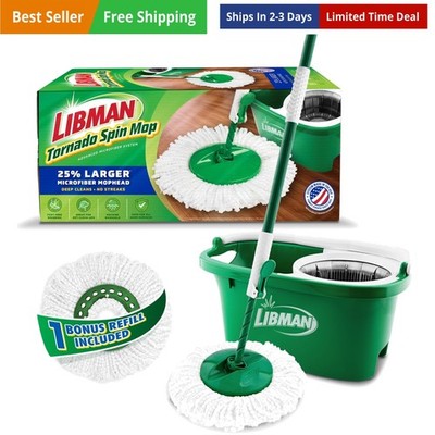 Libman Tornado Spin Mop System and 1 Refill, Mop and Bucket with Wringer Set ...