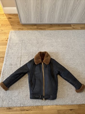 Original Lammfell Lammfell Flight Aviation Lederjacke Gr. 42 S M