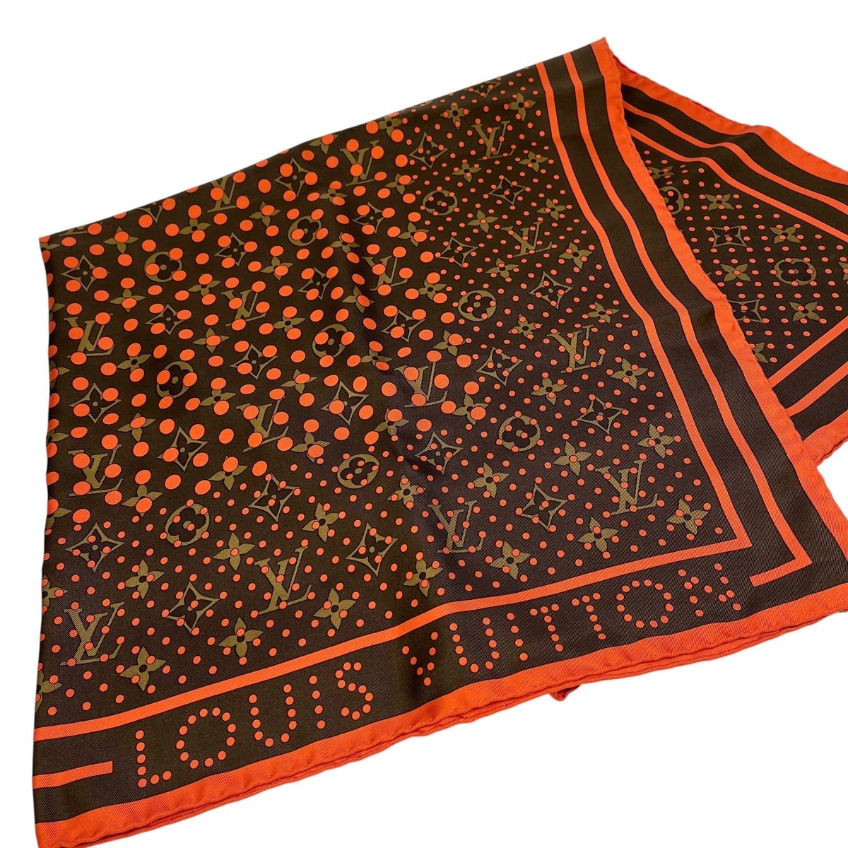 LOUIS VUITTON Vintage LV Logo Monogram Perfo Scarf Wrap Dot Brown