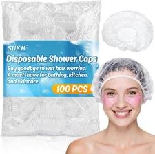 Sukh 100PCS Disposable Shower Caps - Large Waterproof Cap For Women... 