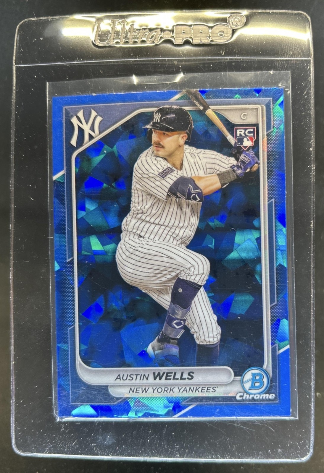 2024 Bowman Chrome Sapphire Austin Wells RC Rookie #15 Yankees