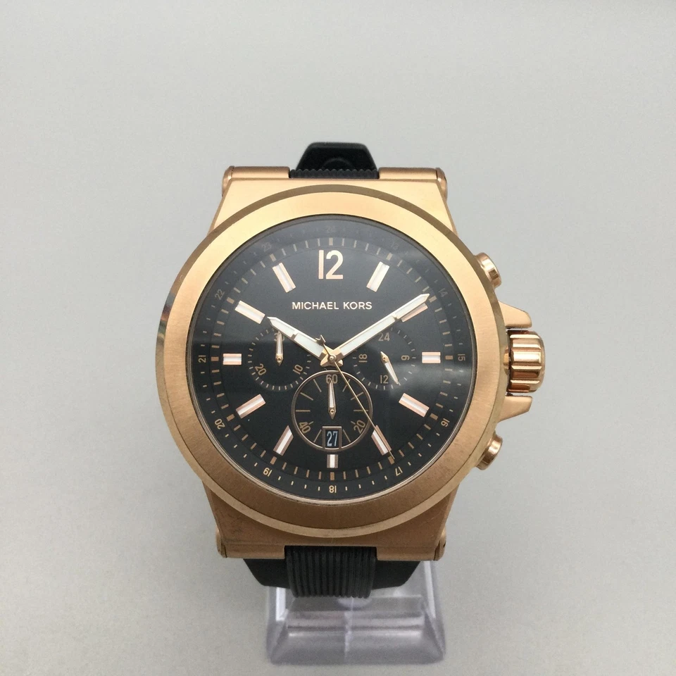 Michael Kors Dylan Chronograph Watch Mens 52mm Rose Gold Tone MK8184 New Battery - Image 2 of 4