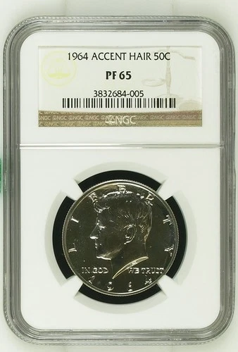 1964 Accent Hair Silver Proof Kennedy Half Dollar 50c Coin NGC Certified PF65