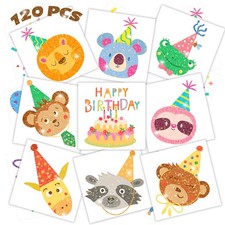 winthrop 120 Pcs Animal Temporary Tattoos for Kids, Glitter Small, Animals