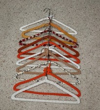 10 Hand Crocheted Yarn Knit Coat/ Clothes Hangers Set, Vintage