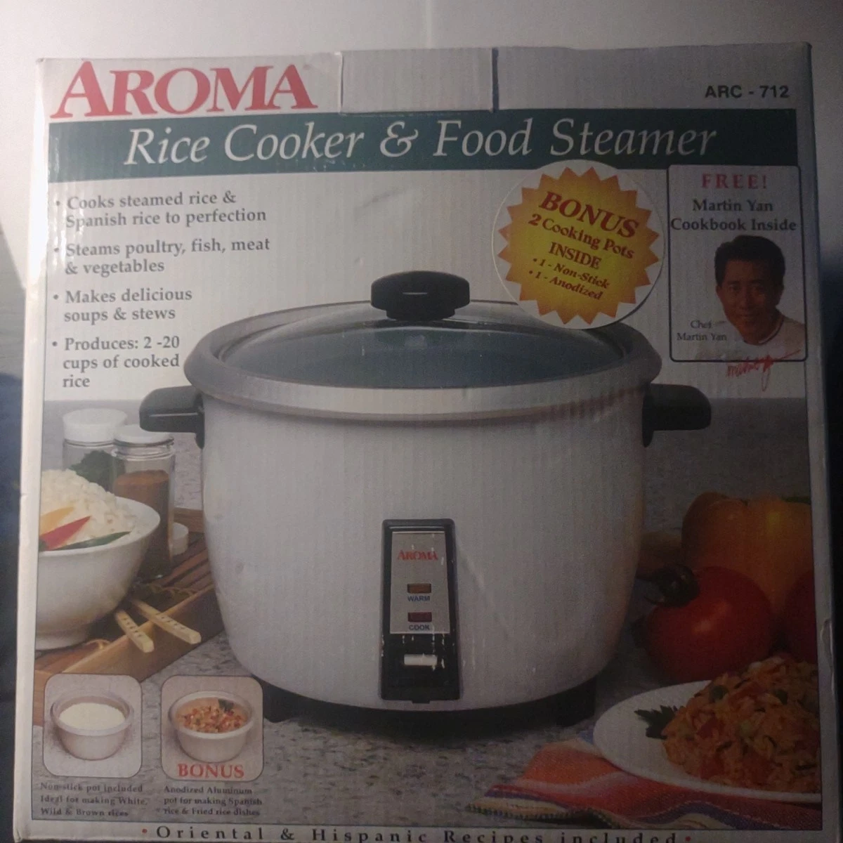 Aroma Rice Cooker And Food Steamer With Bonus Pot And Cookbook