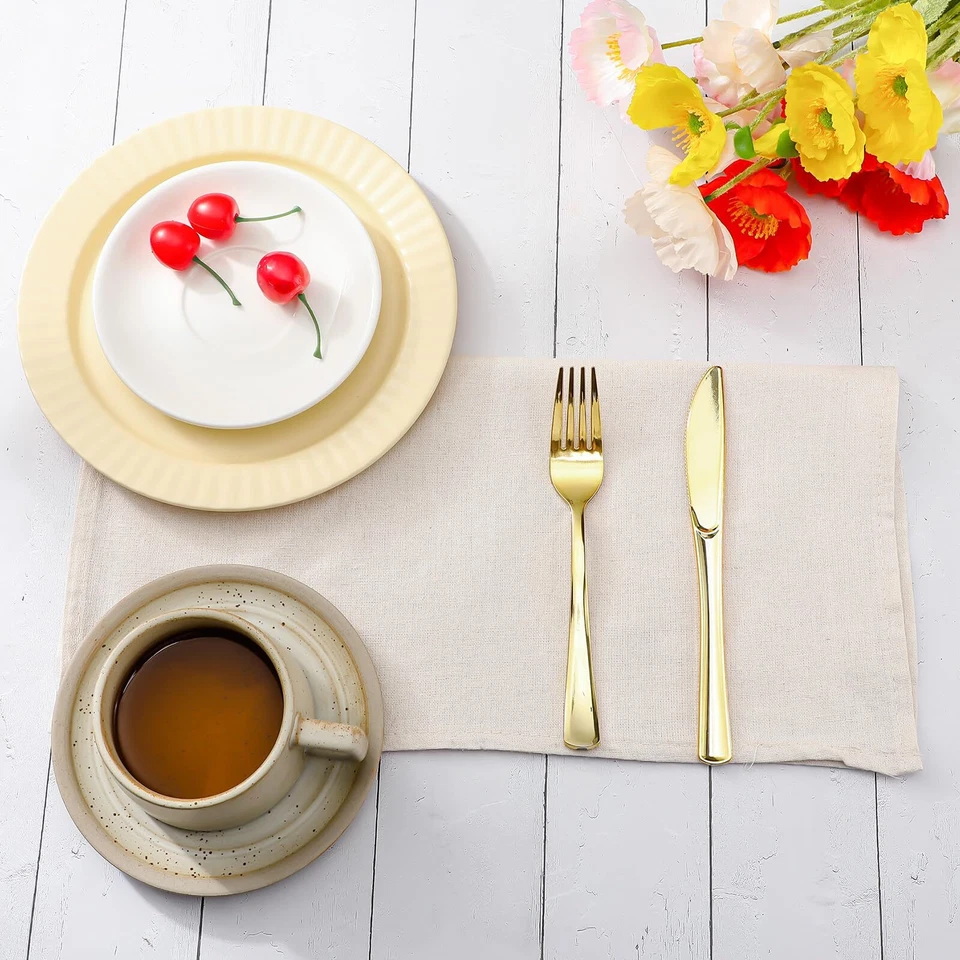 Mixweer Set of 40 Cotton Linen Dinner Napkins Bulk 16 x 16 Inch Reusable Fabric - Image 3 of 4