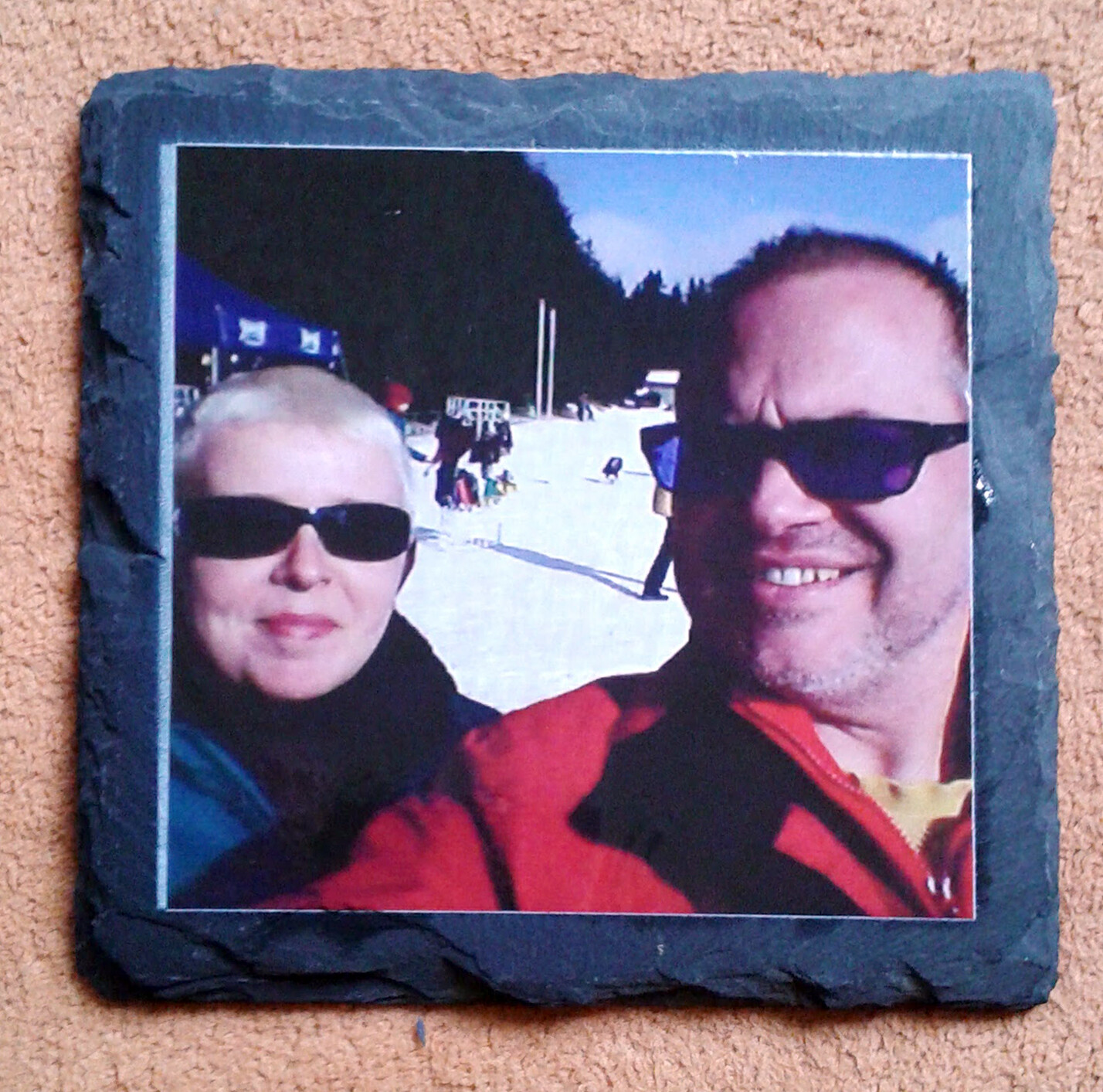 Schieferplatte 10 x 10 cm, mit Ihrem Bild / Foto bedruckt