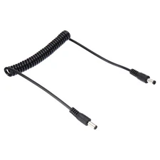5Ft 5.5mm x 2.1mm Male to Male DC Power Cable Coiled Extension Cable Cord