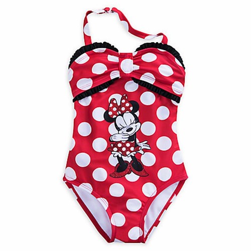 Disney Store Minnie Mouse Red Polka Dot 1 Piece Swimsuit Girls Size 4 New - Picture 2 of 4