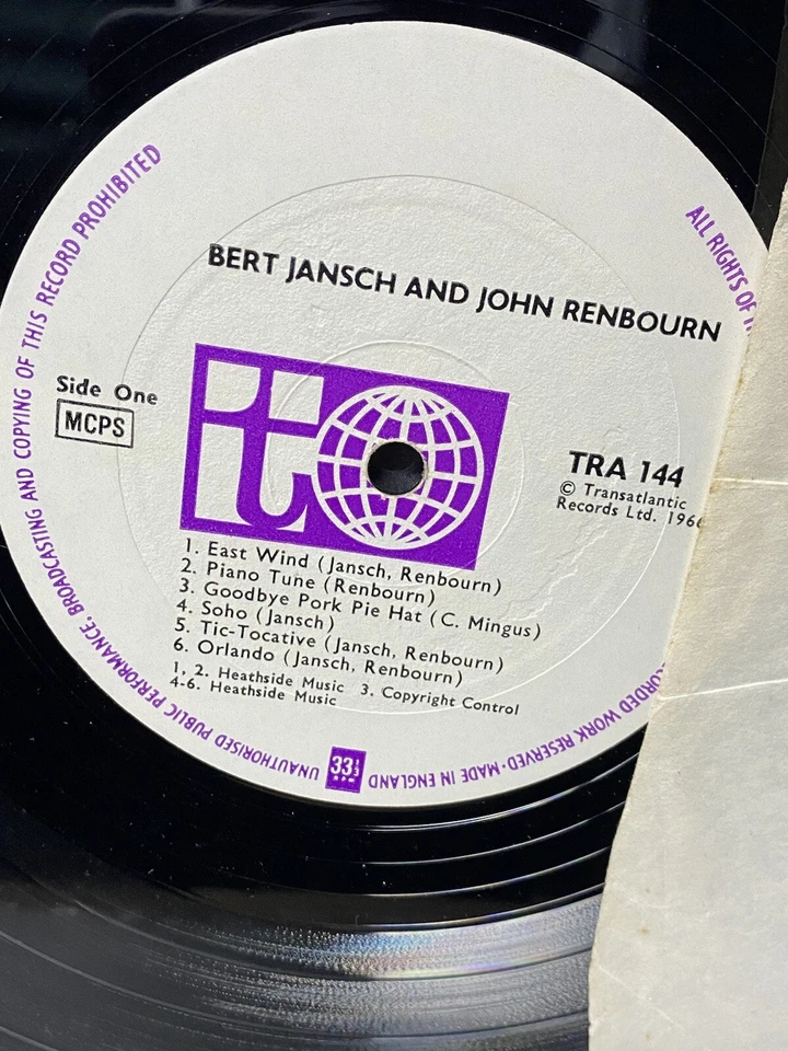 Bert Jansch & John Renbourn - Bert And John (LP, Vinyl) UK 1966 Very Good (Folk) - Image 3 of 4