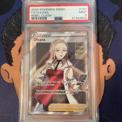 PSA 9 MINT 2020 Pokemon Rebel Clash OLEANA #191 Full Art Ultra