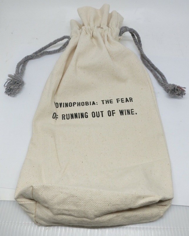 CANVAS WINE BAG - NOVINOPHOBIA - THE FEAR OF RUNNING OUT OF WINE"