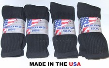 12 Pairs Mens USA Made Sport Series Black Cotton Crew Socks Medium Weight