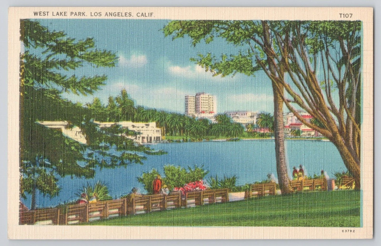 Postcard West Lake Park, Los Angeles, California