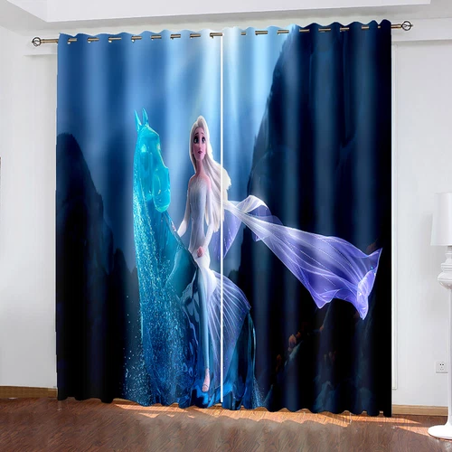 Niños Anna Elsa Princesa Opacas Cortinas Ojales 3D Cortina Cortina Regalo - Imagen 3 de 19