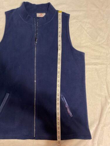 Quacker Factory Women’s Vest LG Blue Fleece Full Zip Embellished Sequins Sweater - Picture 4 of 6