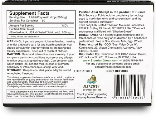 Premium Pure Shilajit Dry Drops by Siberian Green 60 Count (200mg) - Picture 3 of 5