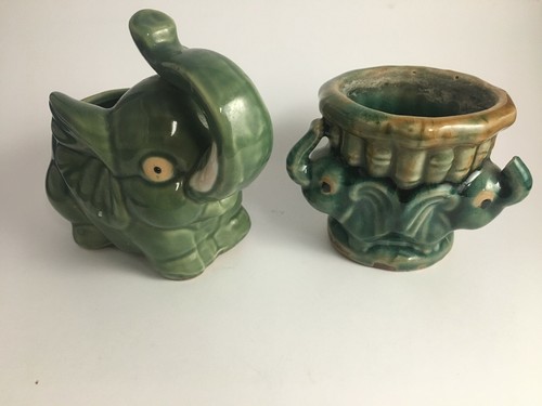 vintage ceramic elephant planters Trunk Up for Good Luck - 第 1/12 張圖片