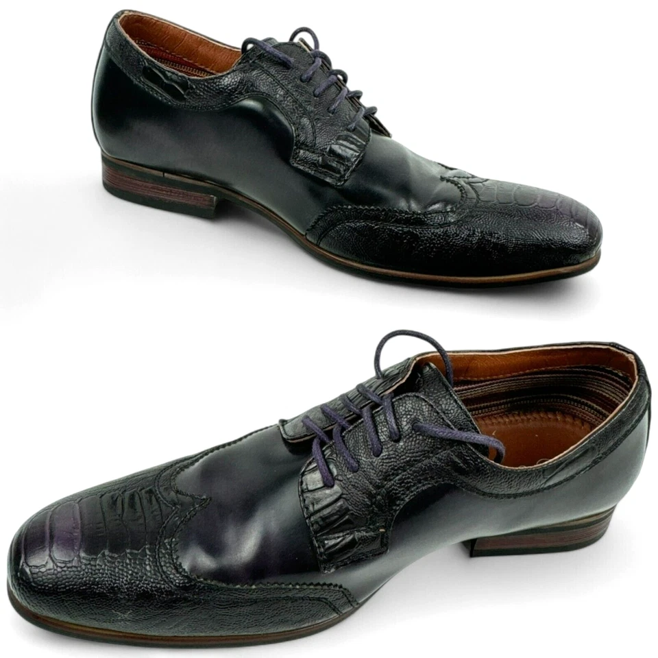 Zapatos de vestir Oxford Ferro Aldo para hombre talla 8 púrpura profundo puntera con cordones 19383PL Foto 3 de 4