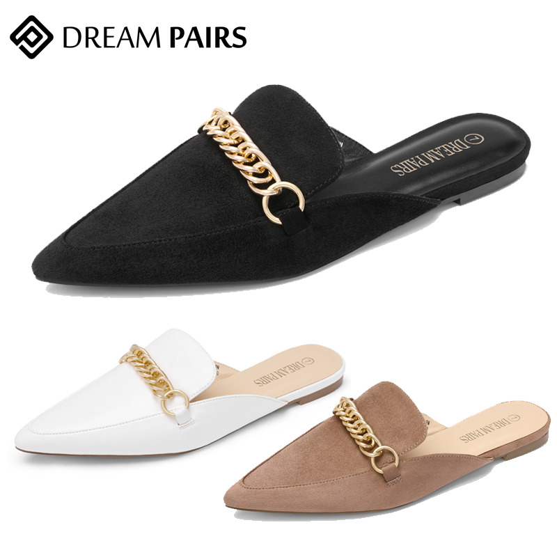 Dream Pairs Women Flat Mule Shoes Pointed Toe Backless Comfort Loafer Shoes
