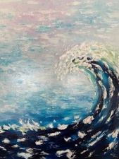 Acrylic hand painted Painting "Blue Ocean"  on 16 x 20" stretched canvas