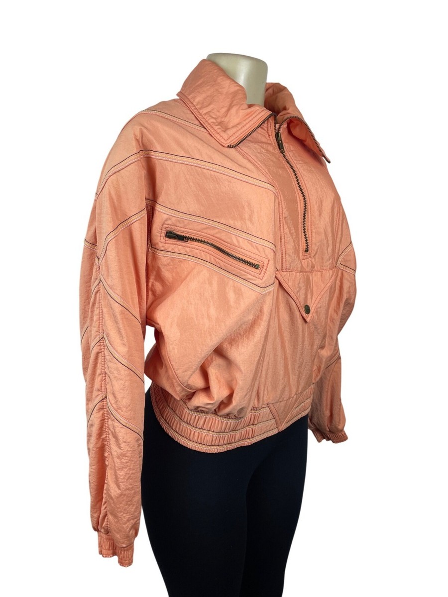 Vintage 90s Ellesse Women's Orange Windbreaker Ski Jacket w Zip