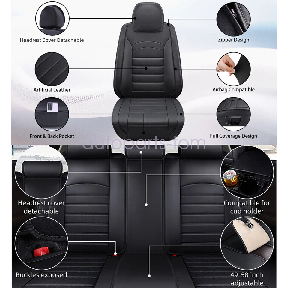 Protectores de cubierta de asiento de auto de cuero PU de 5 asientos para Land Rover Range Rover Sport Foto 4 de 4