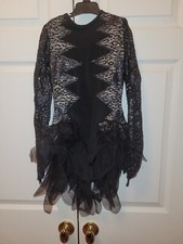 Art Stone Black Peplum Animal Print Sequin Tap Jazz Dance Costume Size CL 2397