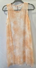Calvin Klein Dress Size 12 Peach Floral Coral Sleeveless Tank Trapeze Lined