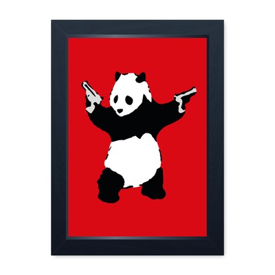 Banksy Panda Con Armas Enmarcado O Sin Marco Pared Arte Cartel Impresion Graffiti Ebay