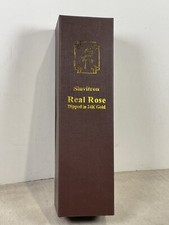 Sinvitron Gold Dipped Rose 24K Real Rose Long Stem Gold Plated Rose w/ Stand