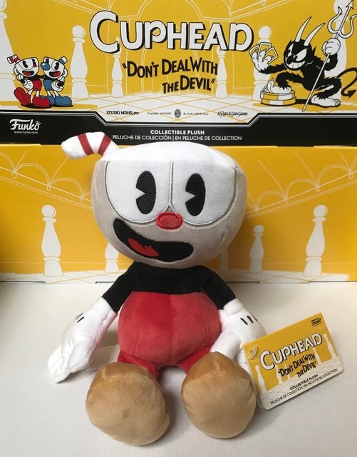 black and white cuphead plush
