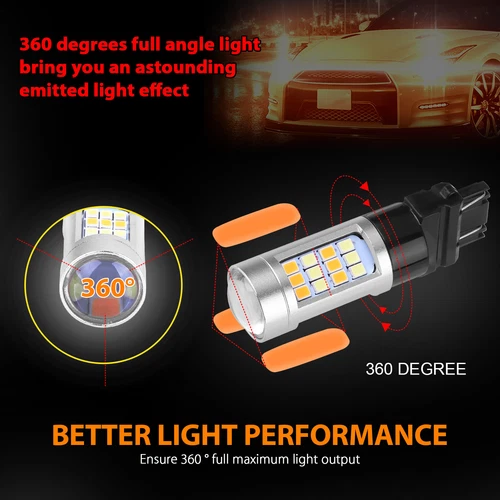 4X Error Free White/Amber 3157 LED DRL Switchback Turn Signal Parking Light Bulb - Picture 6 of 10