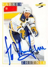 Alexei Zhitnik autographed Hockey Card (Buffalo Sabres, SC) 1996 Score #47